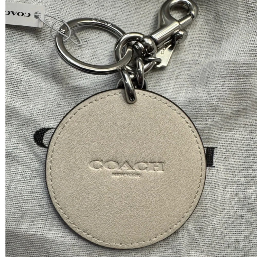 Coach Leather Beach Ball bag charm keychain silver red blue white & dusty - NWT